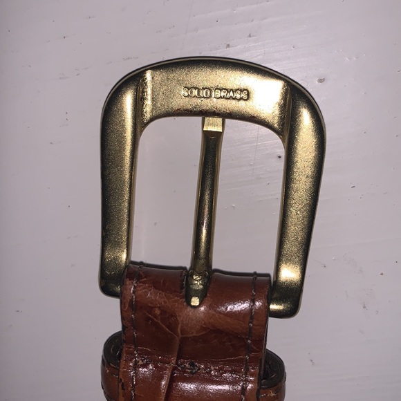 Brighton Woven Belt Croc Embossed Leather Brass Buckle Mens Size 40 - Picture 9 of 10